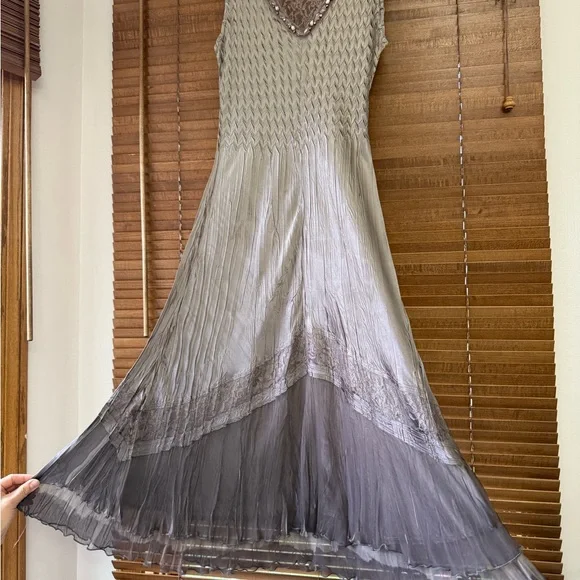 Komaro Beaded Charmeuse & Cliffon Tiered Dress withh Jacket - Picture 5 of 14